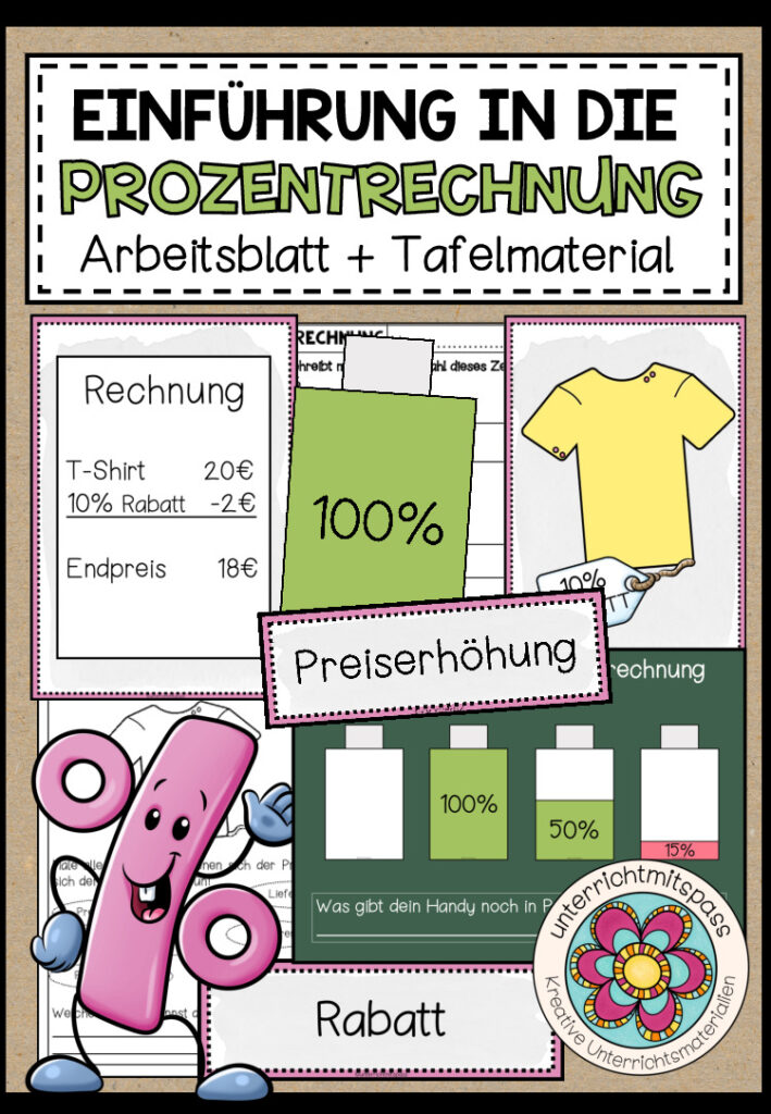 EINFÜHRUNG IN DIE PROZENTRECHNUNG – Arbeitsblatt + Tafelmaterial