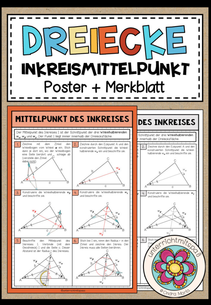 DREIECKE – Mittelpunkt des Inkreises (Poster + Merkblatt)