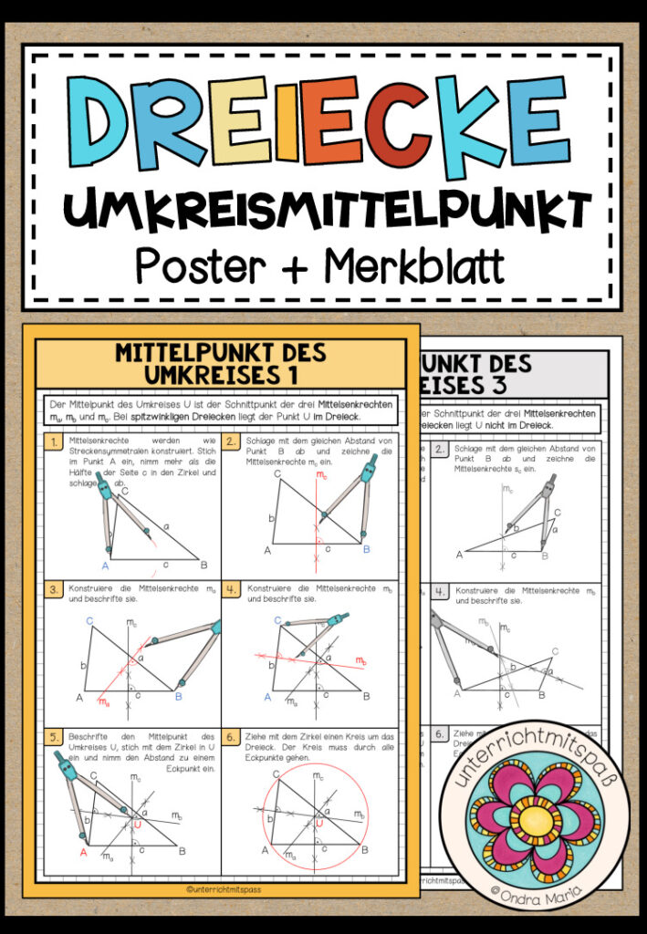 DREIECKE – Mittelpunkt des Umkreises (Poster + Merkblatt)