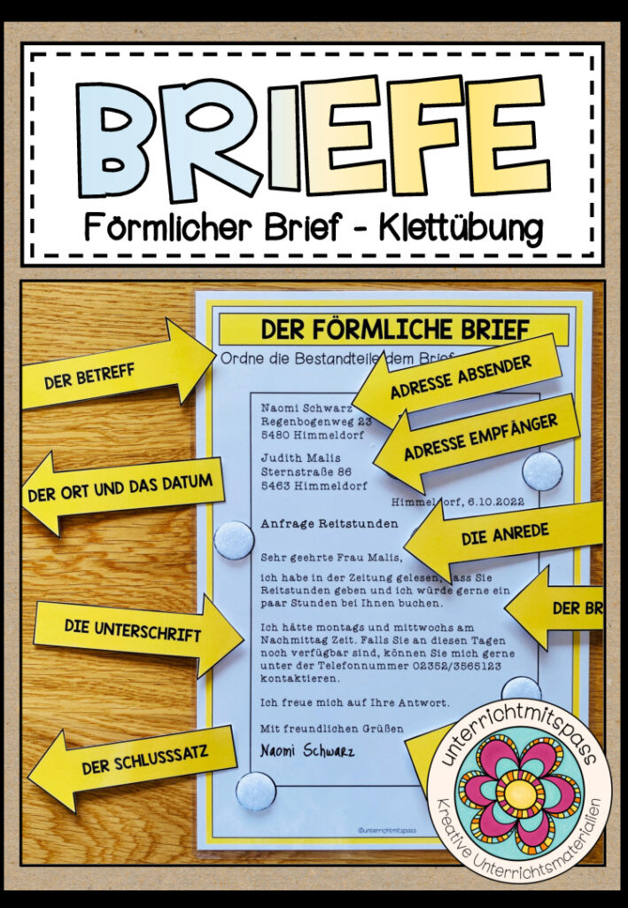 BRIEFE – Der förmliche Brief (Klettübung/Legeübung)