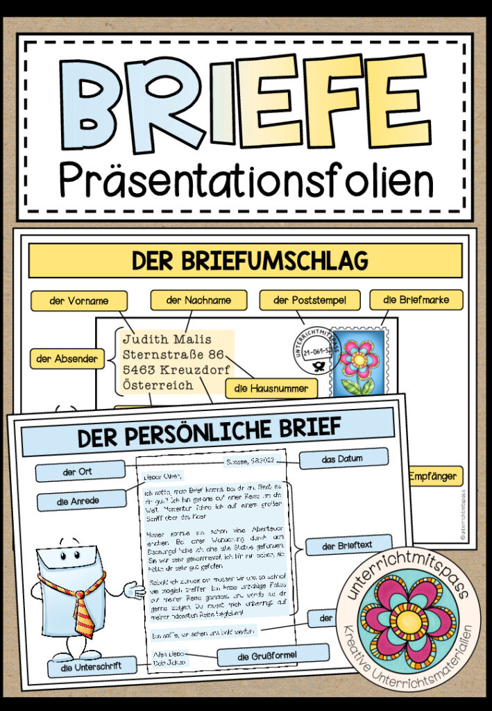 BRIEFE – Die Bestandteile von Briefen und Briefumschlägen (Präsentationsfolien)