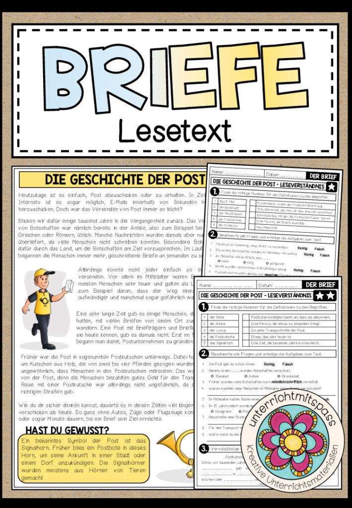BRIEFE – Die Geschichte der Post (Lesetext) 2-fach differenziert
