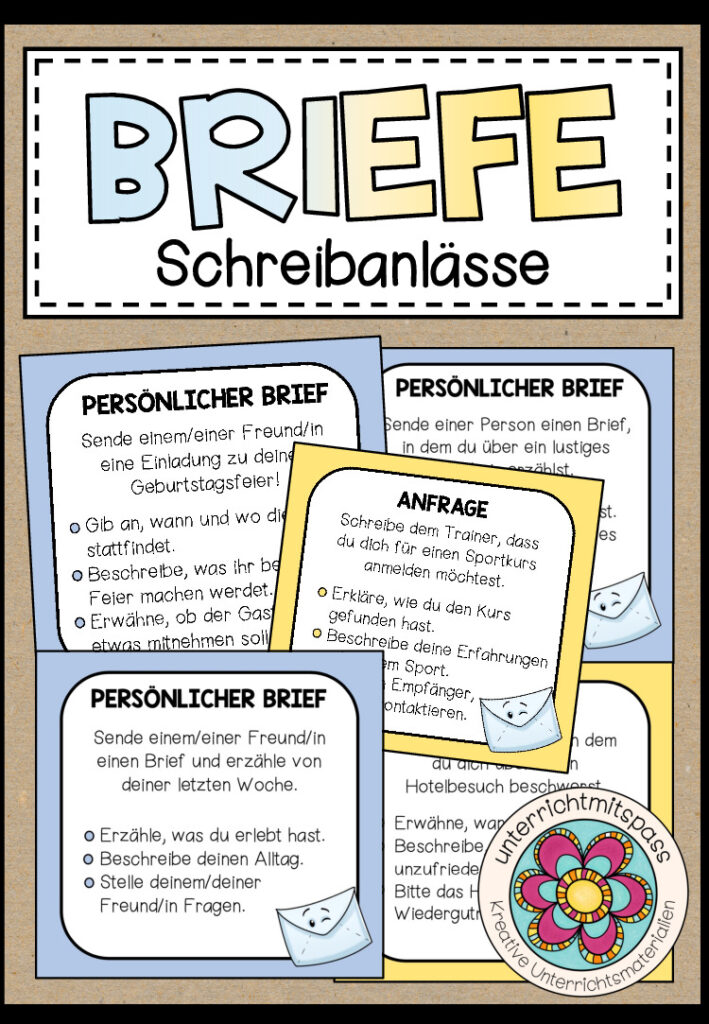 BRIEFE – Schreibanlässe (persönliche und förmliche Briefe)
