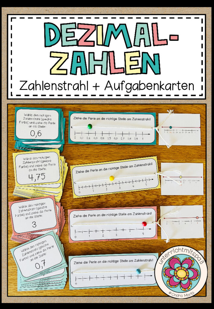 DEZIMALZAHLEN (Der Zahlenstrahl) – Legeübung mit Aufgabenkarten