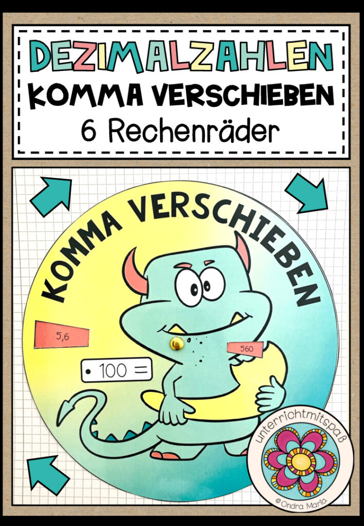 DEZIMALZAHLEN (Komma verschieben) – 6 Rechenräder