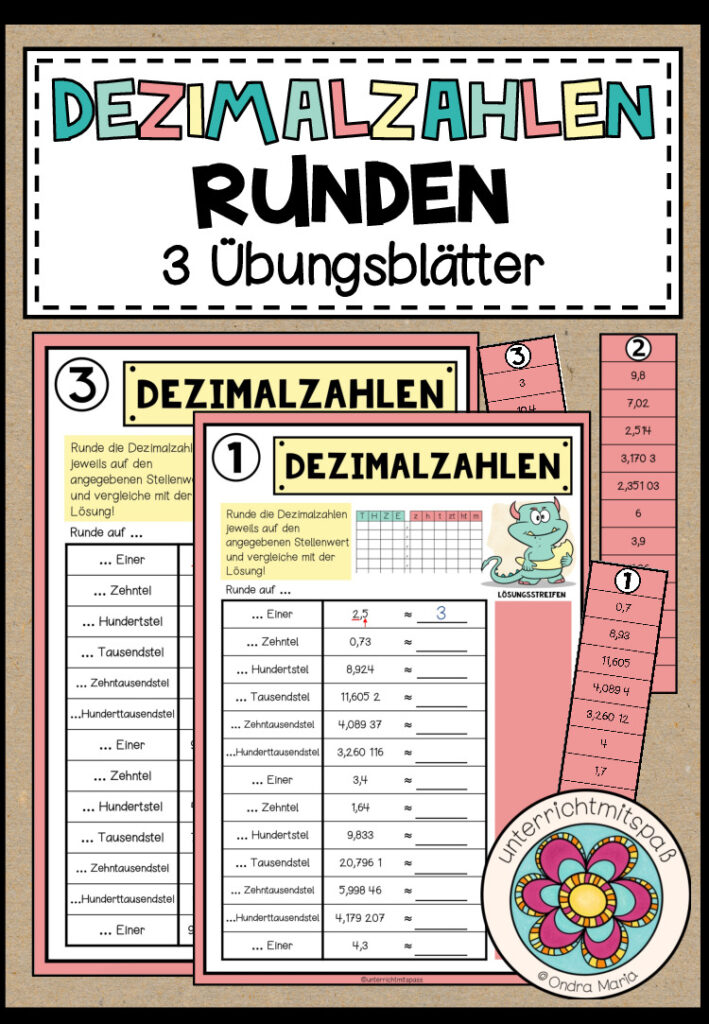 DEZIMALZAHLEN RUNDEN – 3 Übungsblätter