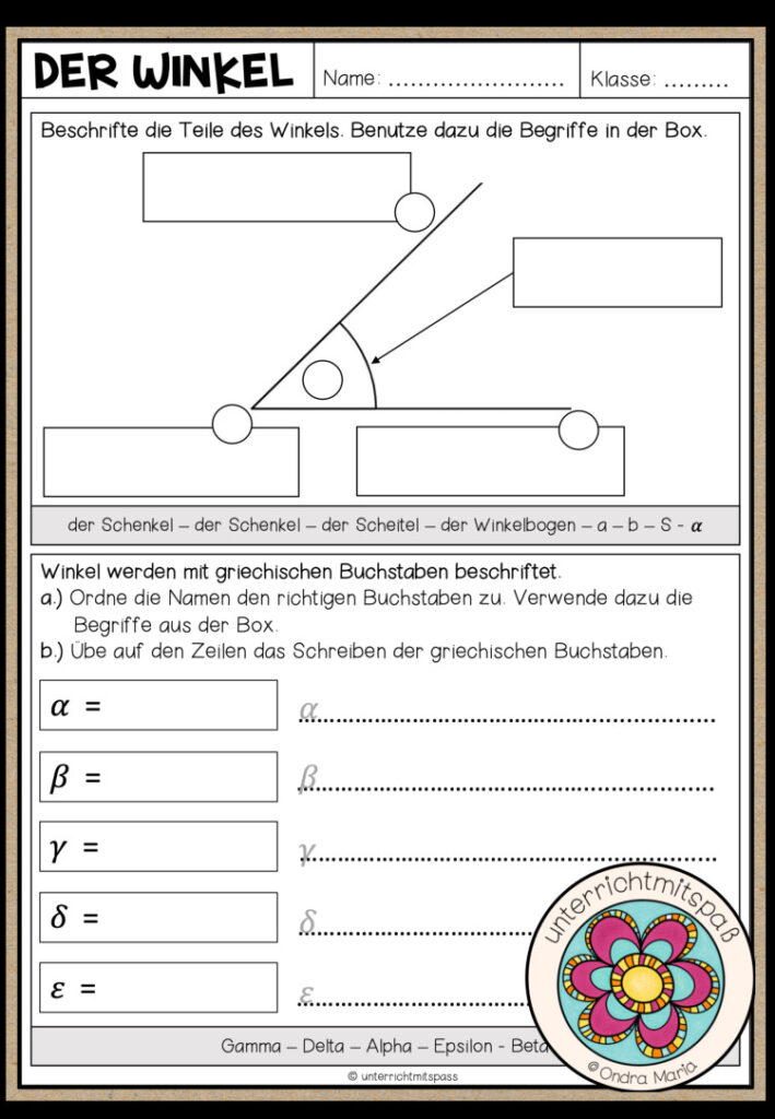 WINKEL – Winkelbeschriftung (Arbeitsblatt)