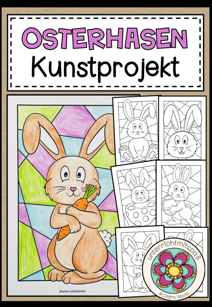 OSTERHASEN – Kunstprojekt (12 Malvorlagen)