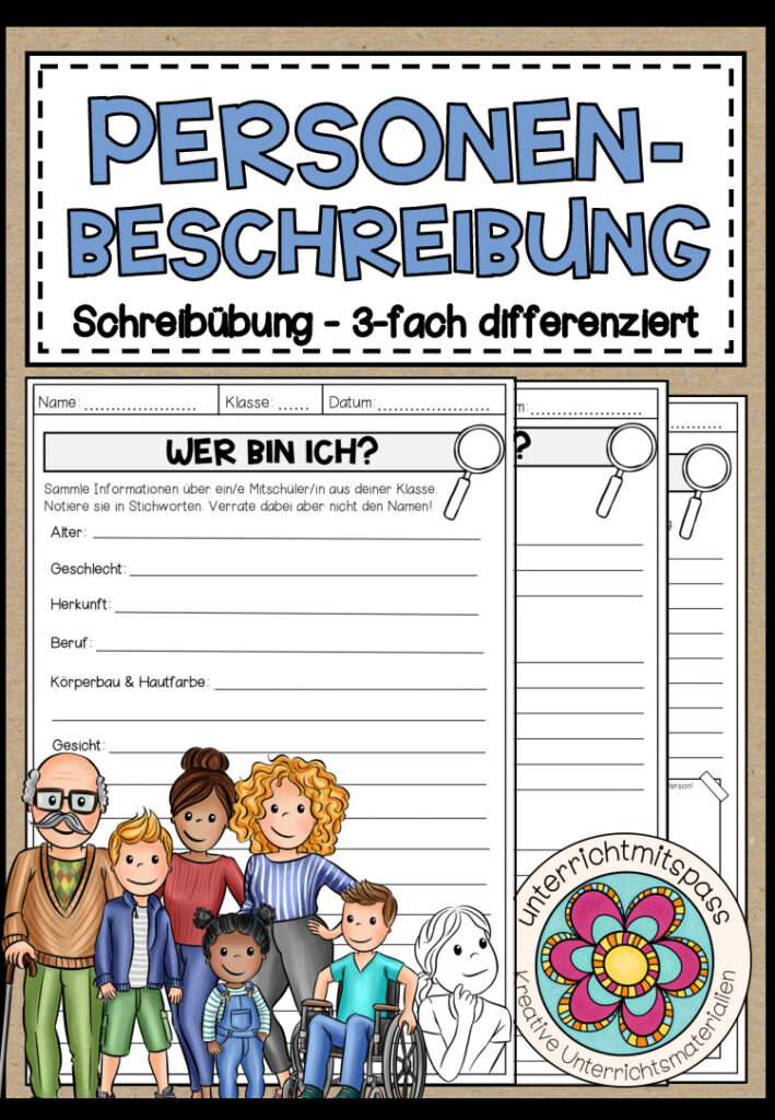 PERSONENBESCHREIBUNG – Eine Personenbeschreibung in 3 Schritten verfassen (Arbeitsblätter)
