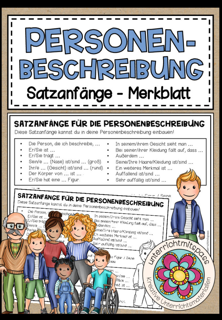 PERSONENBESCHREIBUNG – Satzanfänge (Merkblatt)