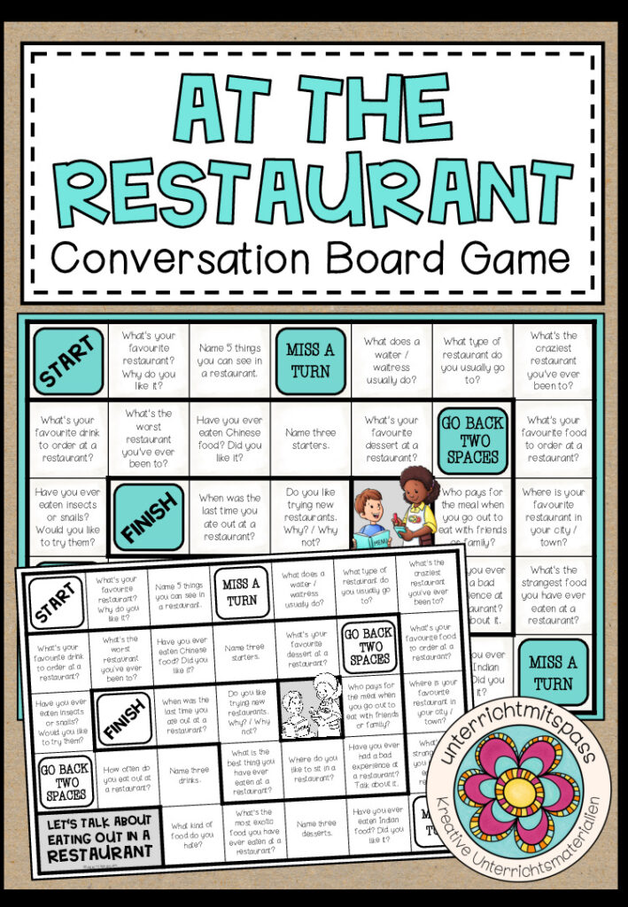 At the restaurant (Eating out) – Conversation Board Game