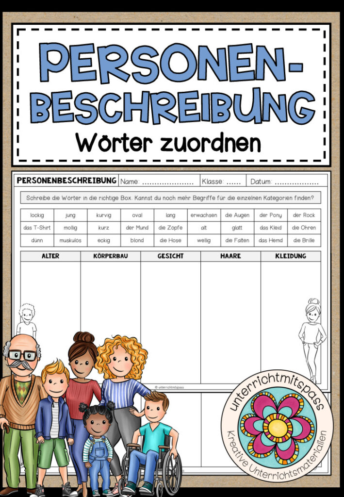PERSONENBESCHREIBUNG – Wörter zuordnen (Arbeitsblatt)