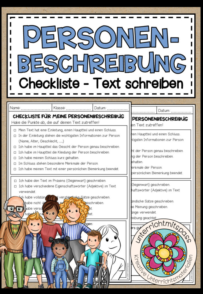 PERSONENBESCHREIBUNG – Checkliste für das Schreiben von Texten (2-fach differenziert)