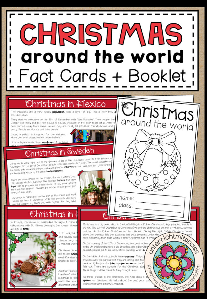 CHRISTMAS AROUND THE WORLD – 12 Fact Cards + Answer Booklet (Reading Comprehensions)