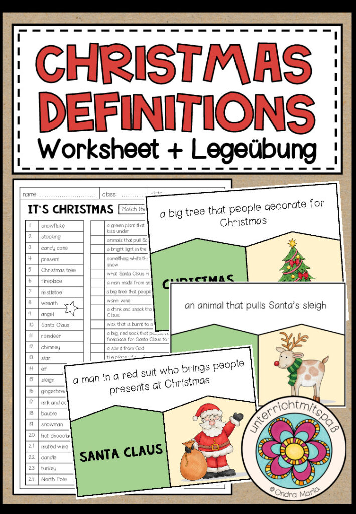 CHRISTMAS Definitions – Legeübung + Worksheet (3-fach differenziert)