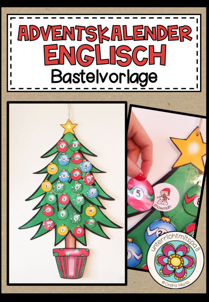 Englisch Adventskalender – Bastelvorlage