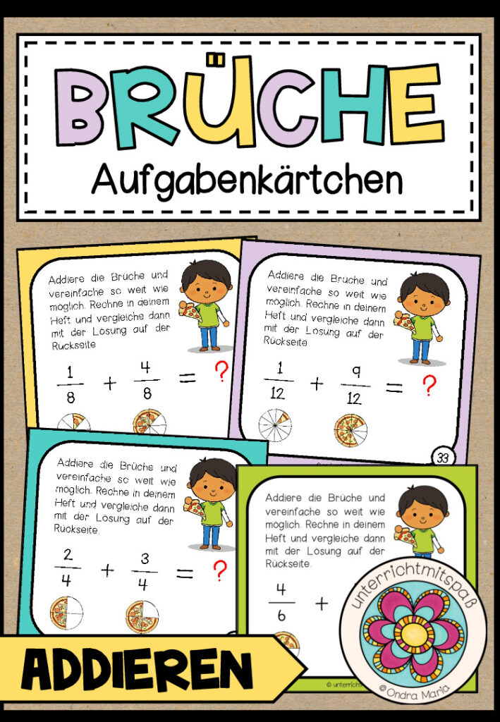BRÜCHE – Addition (Aufgabenkärtchen)