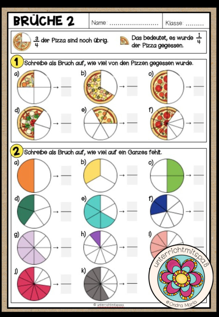 BRÜCHE – Brüche schreiben 2 (Arbeitsblatt)