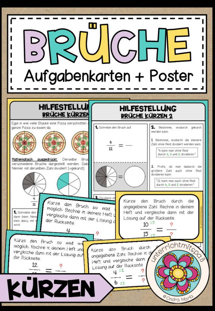 BRÜCHE – Kürzen (Aufgabenkärtchen + Poster)