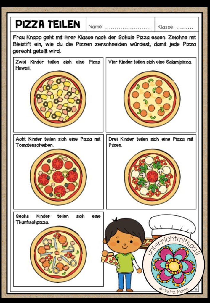 BRÜCHE – Pizza teilen (Arbeitsblatt)