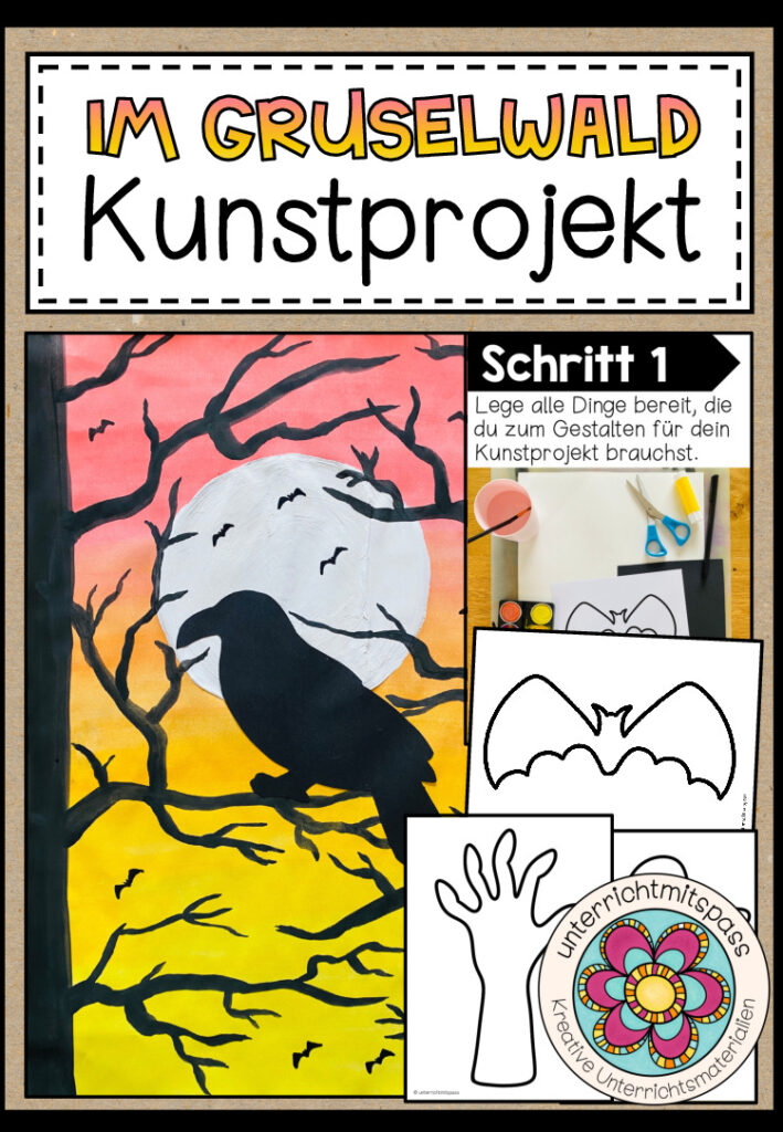IM GRUSELWALD – Kunstprojekt (fertig geplante Kunststunde)