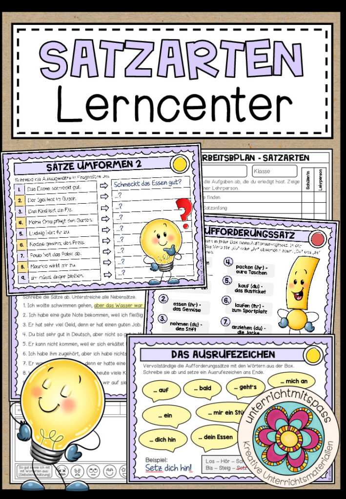 SATZARTEN (Satzlehre) – Lerncenter / Lerntheke (4./5. Schulstufe)