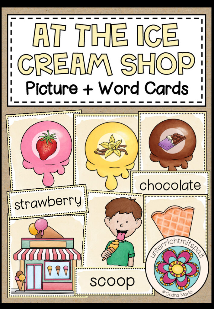 AT THE ICE CREAM SHOP – Picture + Word Cards