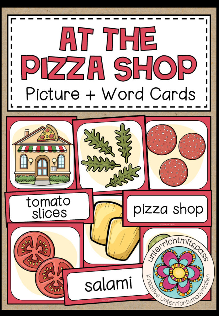 AT THE PIZZA SHOP – Picture + Word Cards