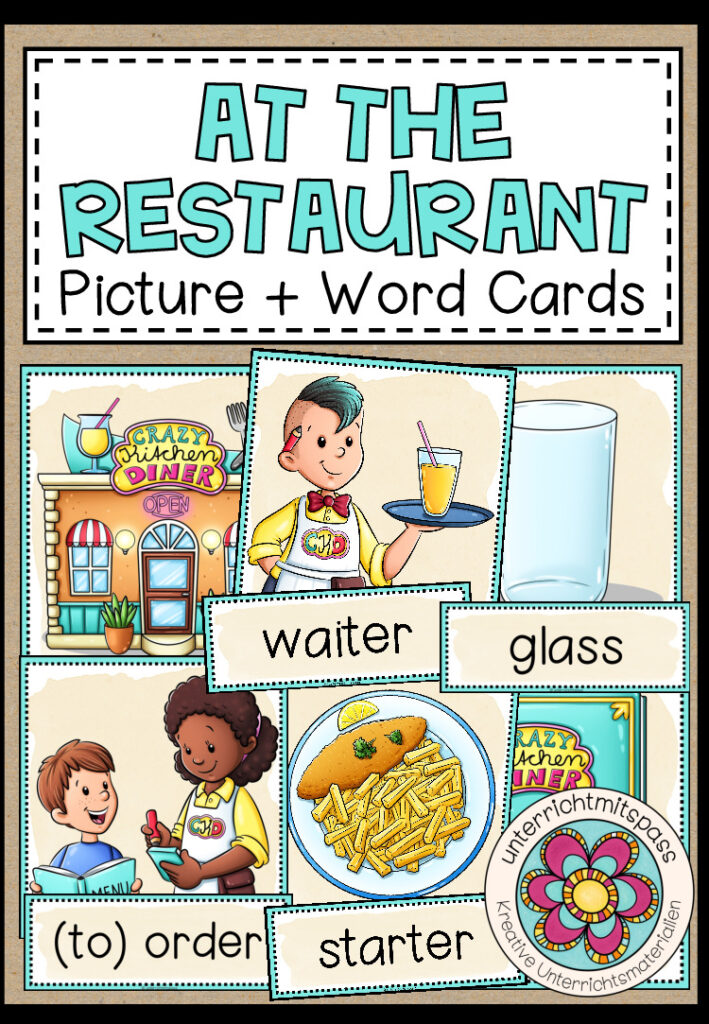 At the restaurant – Picture + Word Cards