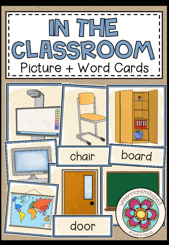 In the classroom (classroom objects) – Picture + Word Cards