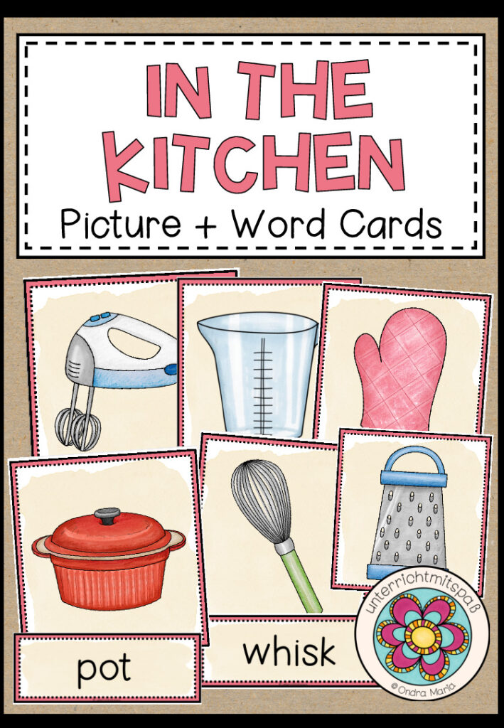 In the kitchen – Picture + Word Cards