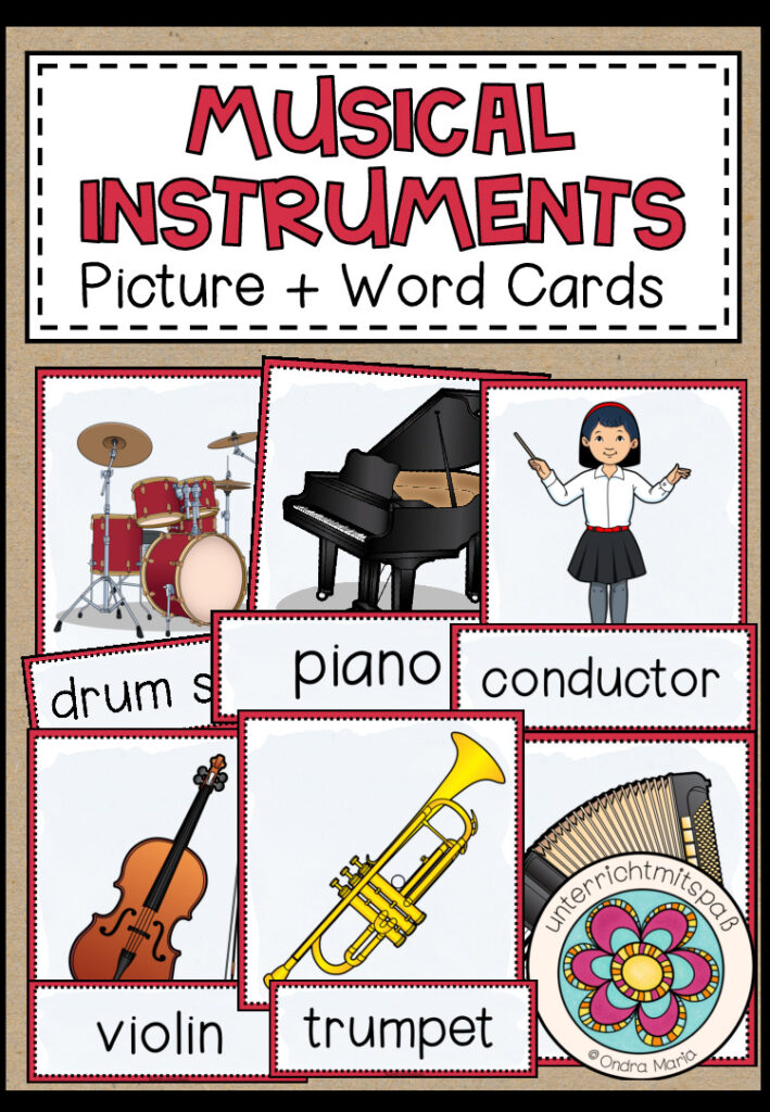 Musical instruments – Picture + Word Cards