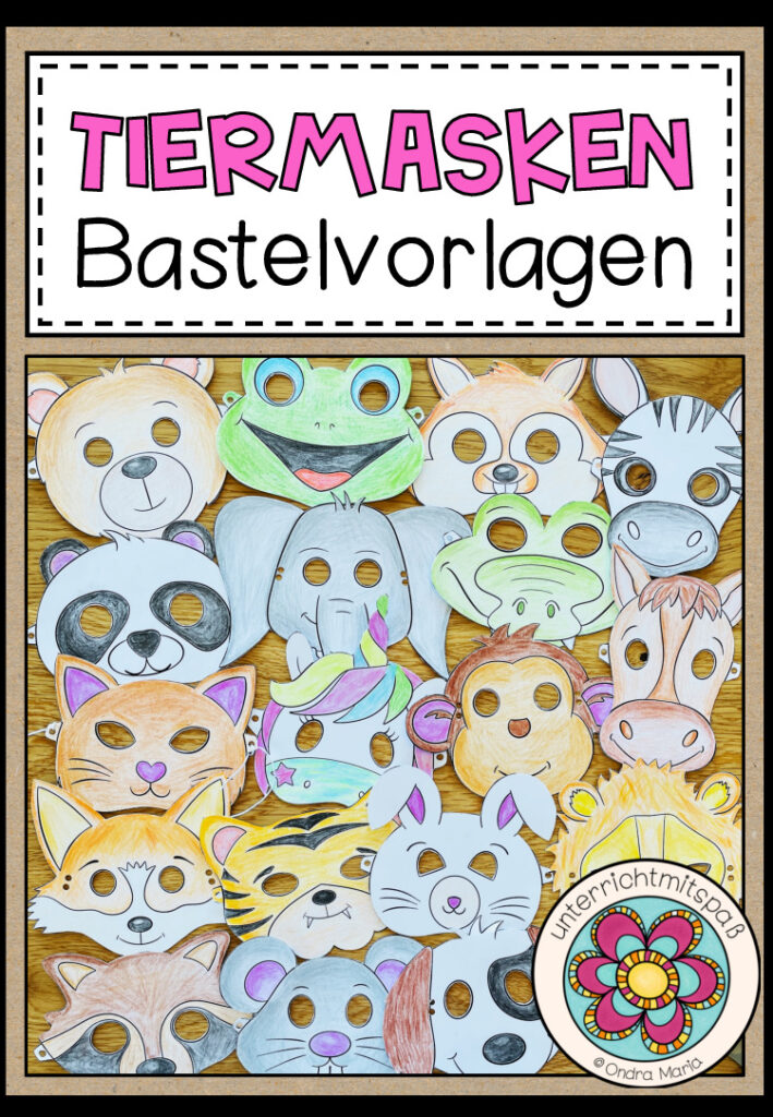 Masken für Fasching/Karneval – Bastelvorlagen (18 verschiedene Vorlagen)