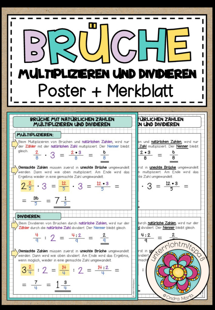 BRÜCHE – Multiplikation und Division (Poster + Merkblatt)