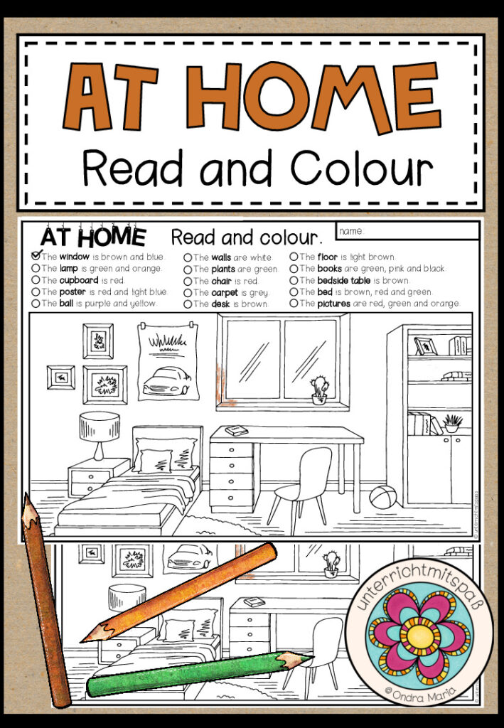 AT HOME – Read and colour (2-fach differenziert)