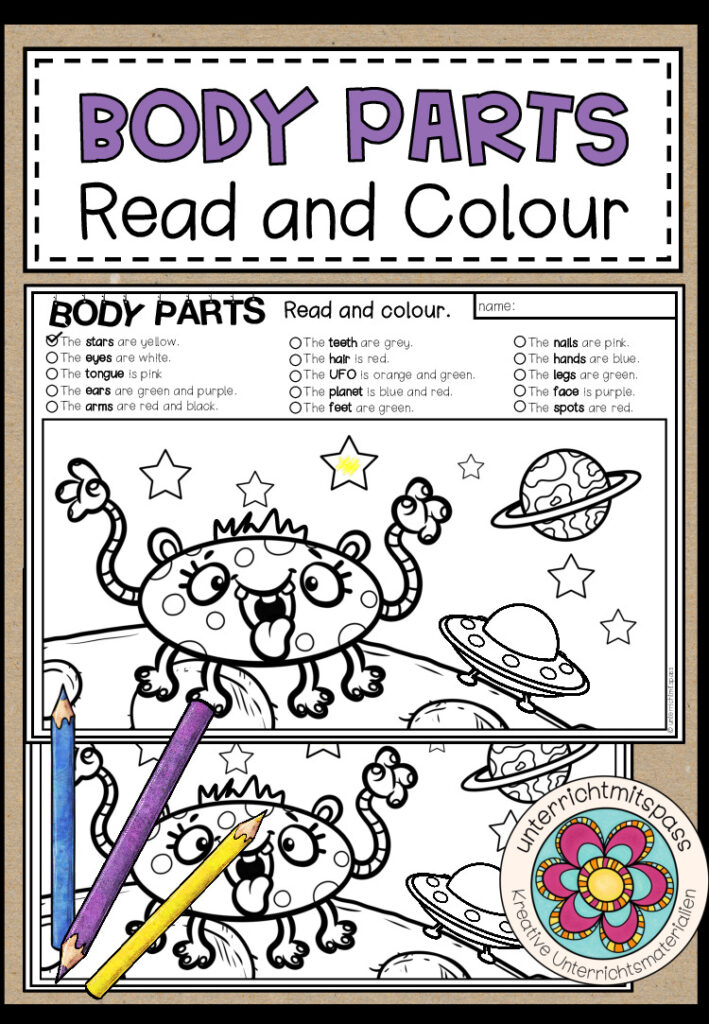 BODY PARTS – Read and Colour (2-fach differenziert)