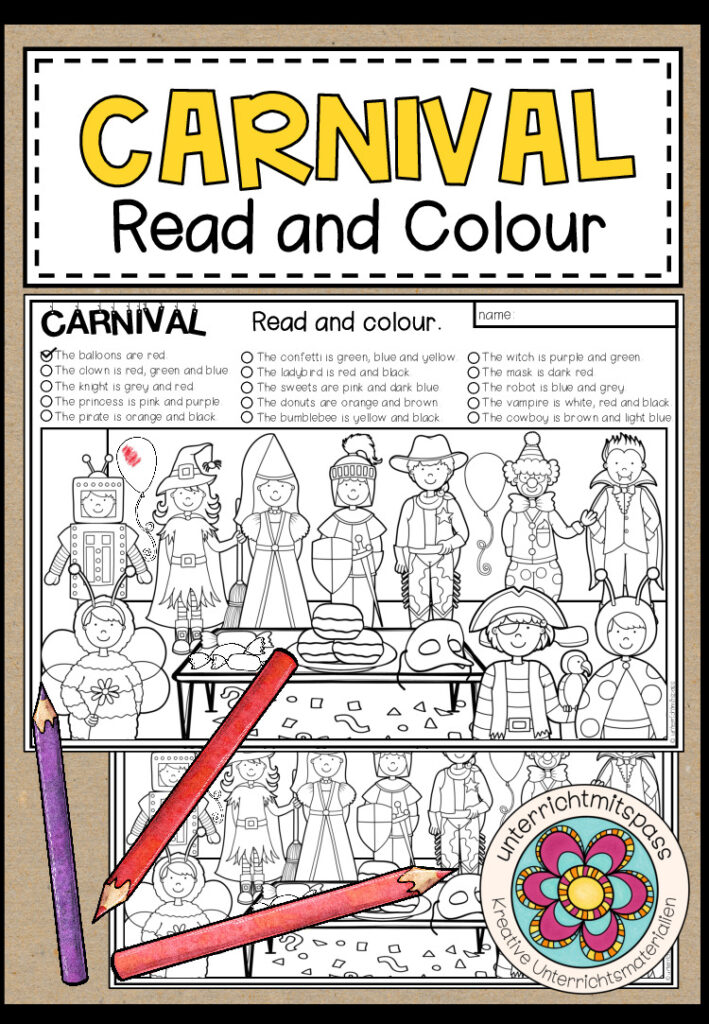 IT’S CARNIVAL – Read and Colour (2-fach differenziert)