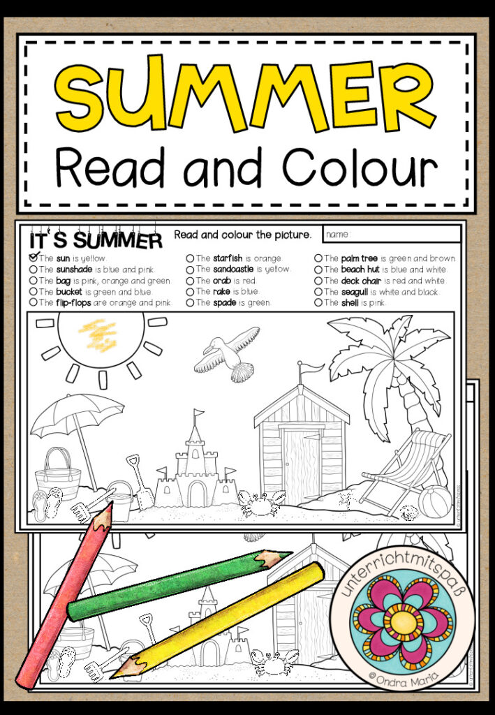 It’s summer! – Read and colour (2-fach differenziert)