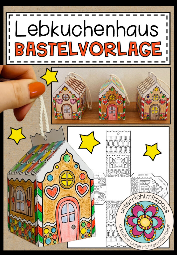 Lebkuchenhaus – Bastelvorlage