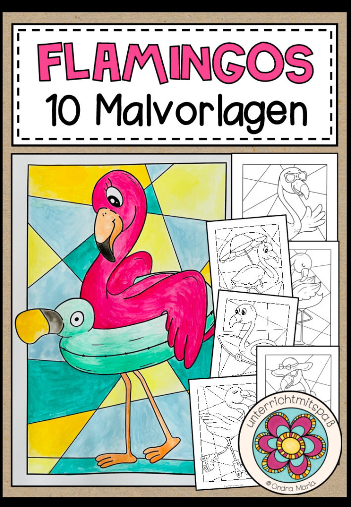 LUSTIGE FLAMINGOS – 10 Malvorlagen