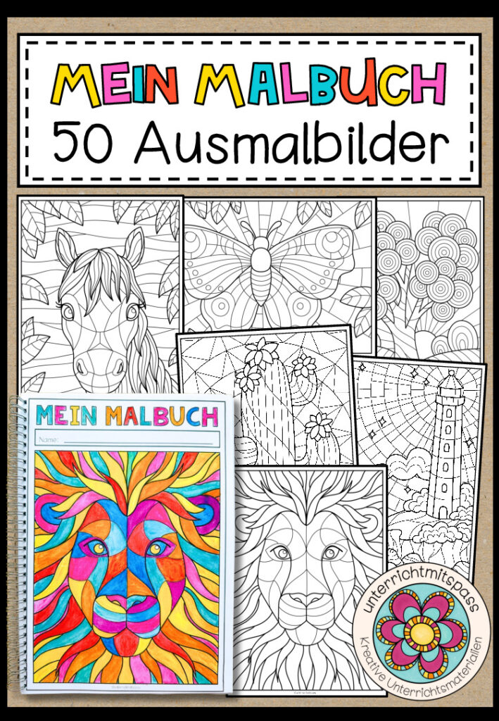 Mein Malbuch (50 Ausmalbilder im Mosaikstil)