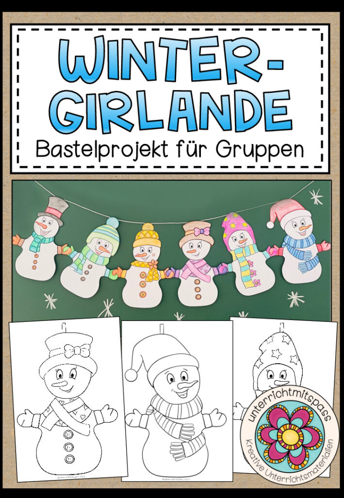 Winter-Girlande (Schneemänner und Schneefrauen) – Bastelprojekt