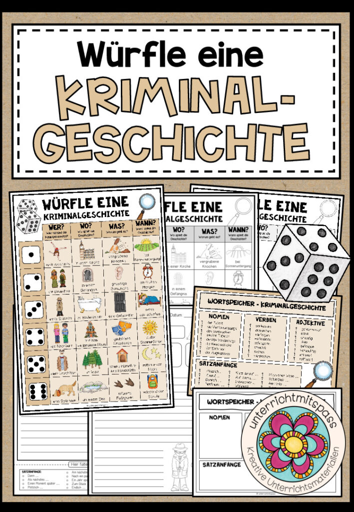 WÜRFELGESCHICHTE – KRIMINALGESCHICHTE (+Arbeitsblätter)