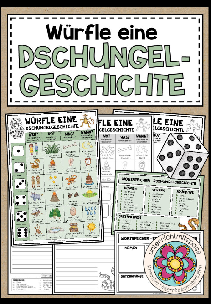 WÜRFELGESCHICHTE – DSCHUNGELGESCHICHTE (+Arbeitsblätter)