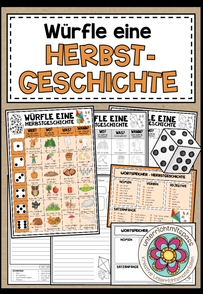 WÜRFELGESCHICHTE – HERBST (+Arbeitsblätter)