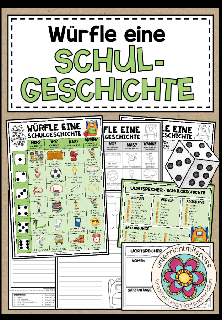 WÜRFELGESCHICHTE – IN DER SCHULE (+Arbeitsblätter)