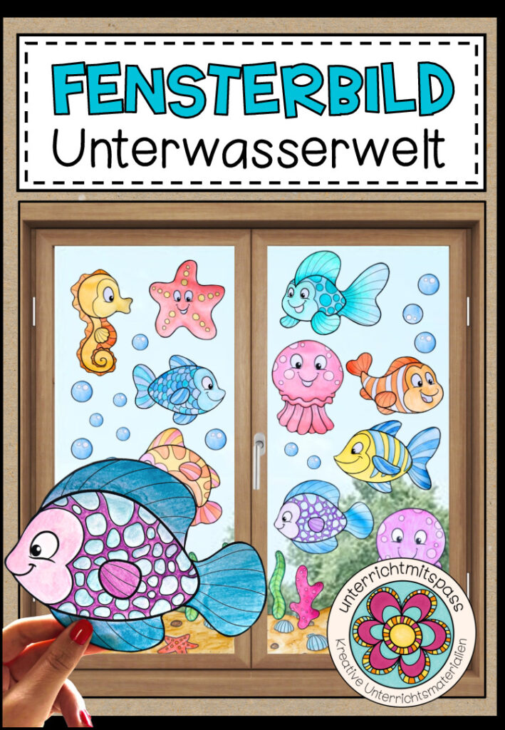 Unterwasserwelt (Aquarium / Fische) – Fensterbild (verschiedene Malvorlagen)