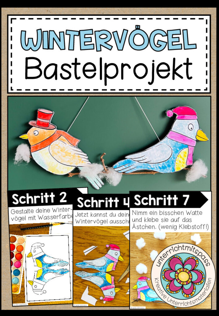 Vögel im Winter – Kunstprojekt / Bastelprojekt (fertig geplante Kunststunde)