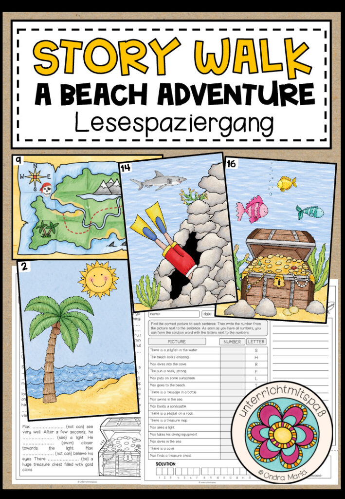 A beach adventure – STORY WALK (Lesespaziergang) 5-fach differenziert