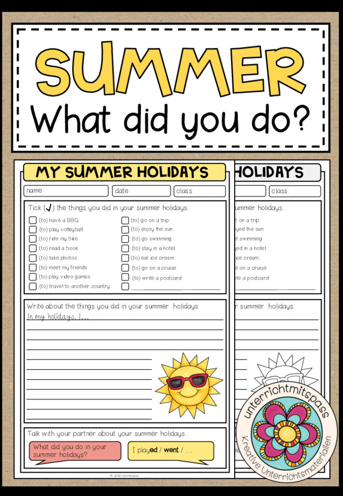 My summer holidays – Writing/Speaking (2-fach differenziertes Worksheet)